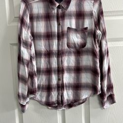 Abercrombie & Fitch Womens Purple  Plaid Long Sleeve Button Up Top - Small - GUC
