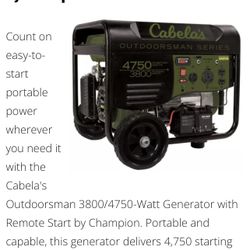 Cabela’s Outdoorsman Series Portable Generator w/ 2 Quarts of Oil