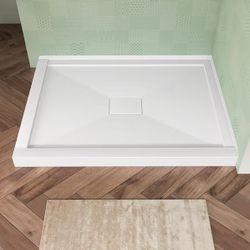 SP4836FDTLC 48 in. L x 36 in. W Double Threshold Corner Shower Pan Base Acrylic Rectangular