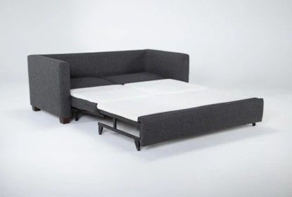 Cliff Grey Fabric 64" Full Convertible Futon Foam Sleeper Loveseat | Track Arms