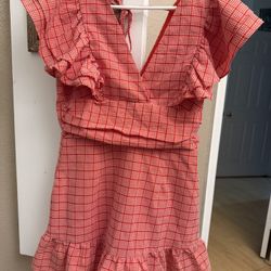 day + moon red and white gingham romper 