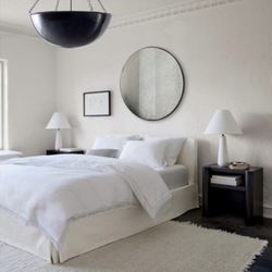 Pullover Slipcover Ivory Sateen Bed