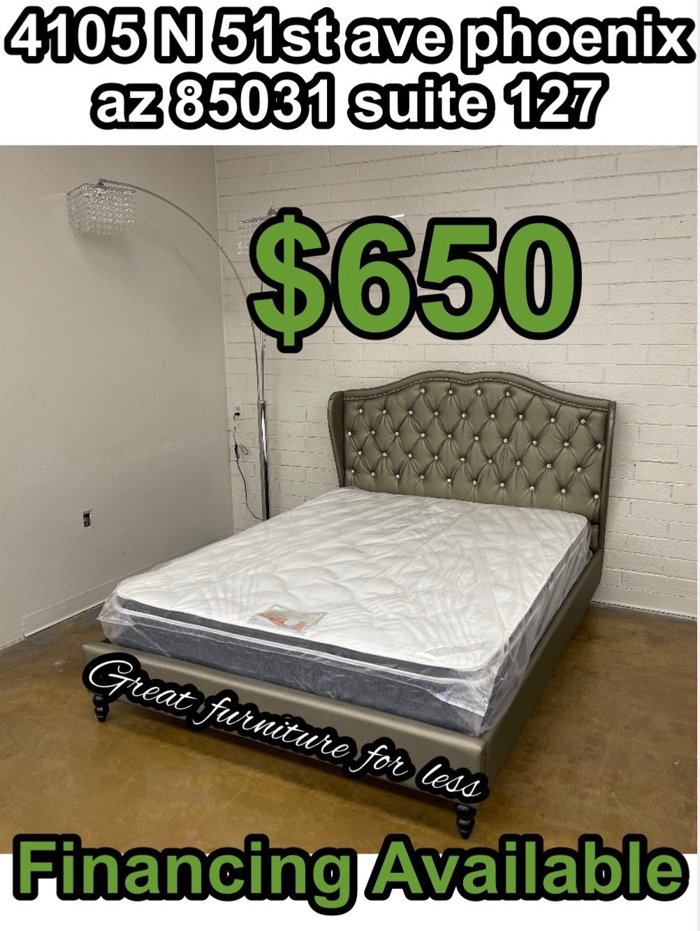Queen Size Bed Frame With Pillow Top Mattress Brand New