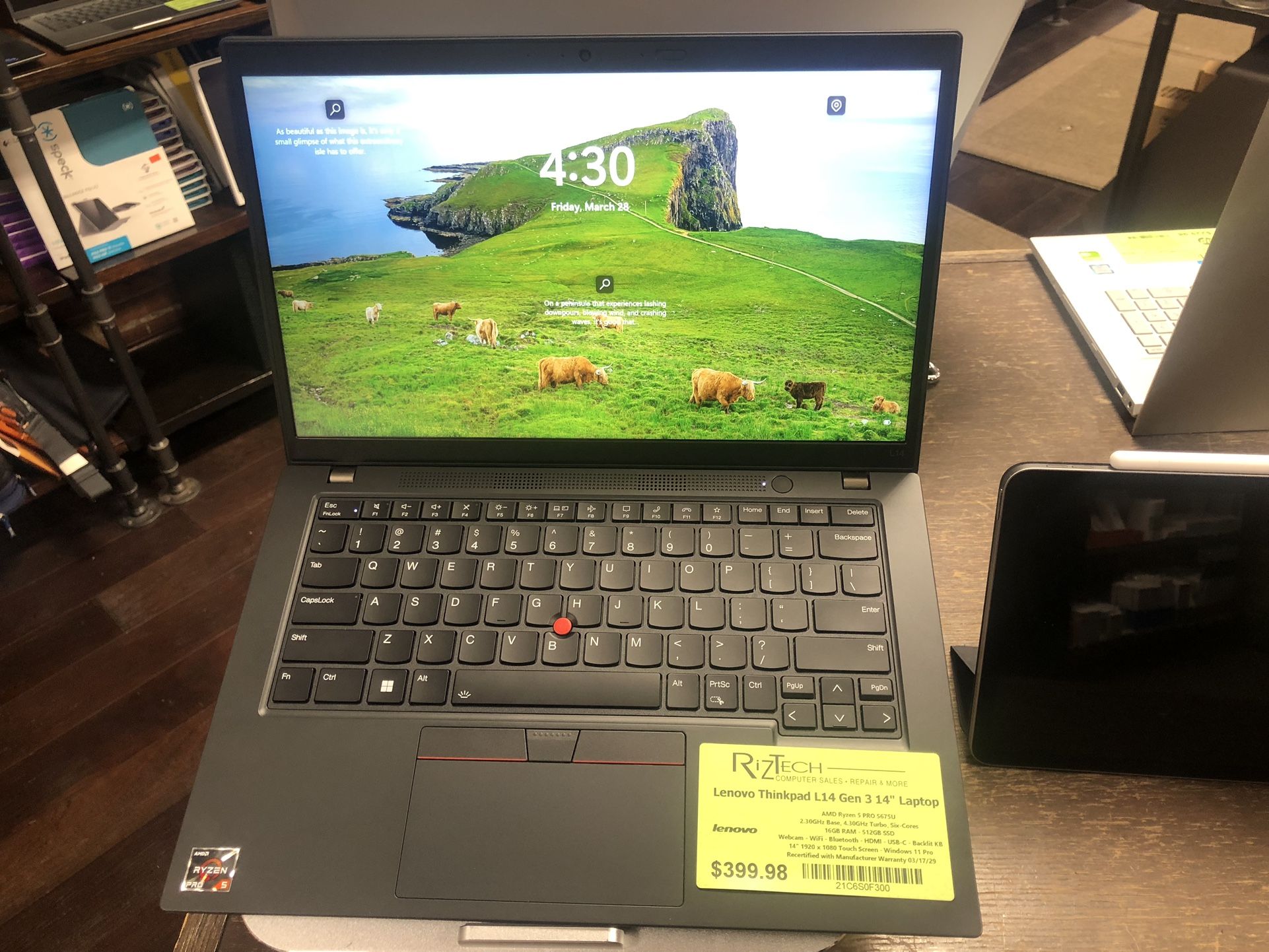 Lenovo ThinkPad L14 Gen 3 – 14” Laptop $399.98