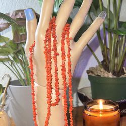 🪸14K Gold Open End ( Lariat) Coral Necklace