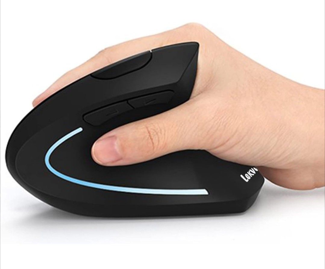 Lekvey Ergonomic Mouse, Vertical Wireless Mouse - Rechargeable 2.4GHz Optical Vertical Mice : 3 Adjustable DPI 800/1200/1600 Levels 6 Buttons, for Lap