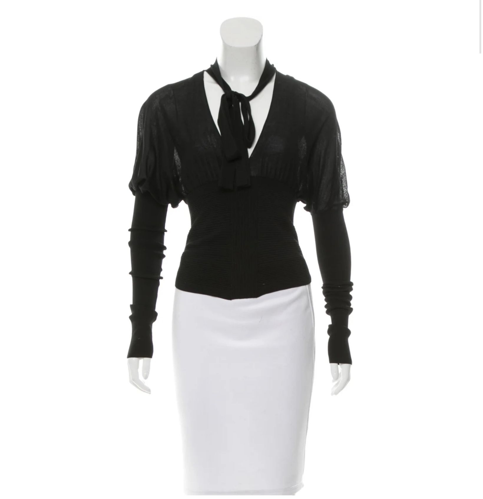 Gucci Black Silk Long Sleeve Top XS Black Sheer