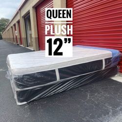 NEW Mattress Queen Size Plush Pillowtop With Box Spring // Offer  🚚