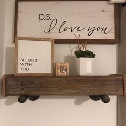 Two Floating Shelves With Pipe Shelf Bracket