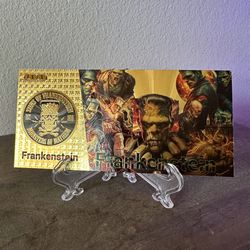 24k Gold Foil Plated Frankenstein Banknote Horror Movie Collectible 