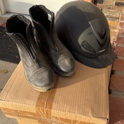 Horse Ridding Helmet And Boots 