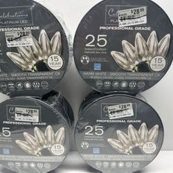 New Celebrations LED Warm White Smooth Transparent C9 Lights. (4) Sets Avail. $7 A Set. Must Pickup