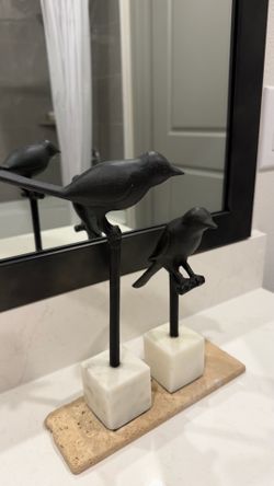 Ballard Designs Garden Bird on Stand Sculpture Set of 2 – Marble Base