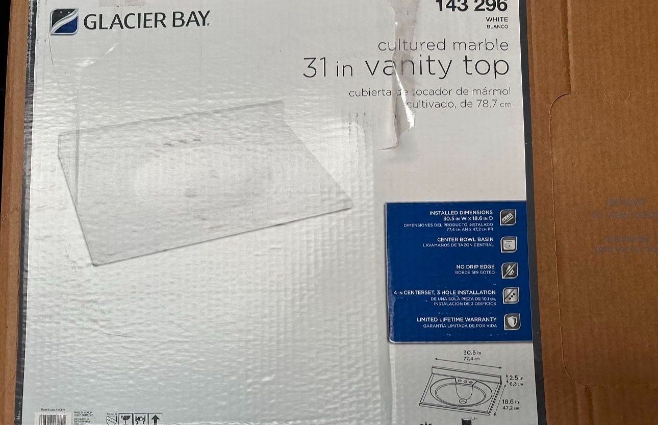 Glacier Bay 31 In Vanity Top Cultured Marble