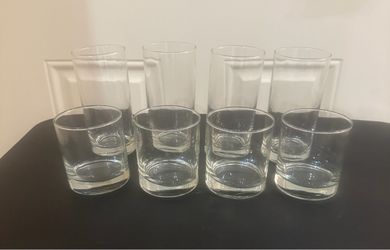 Set of 8 Clear Glass Tumblers