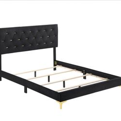Beautiful Modern Black and gold  fabric upholstered bedroom set