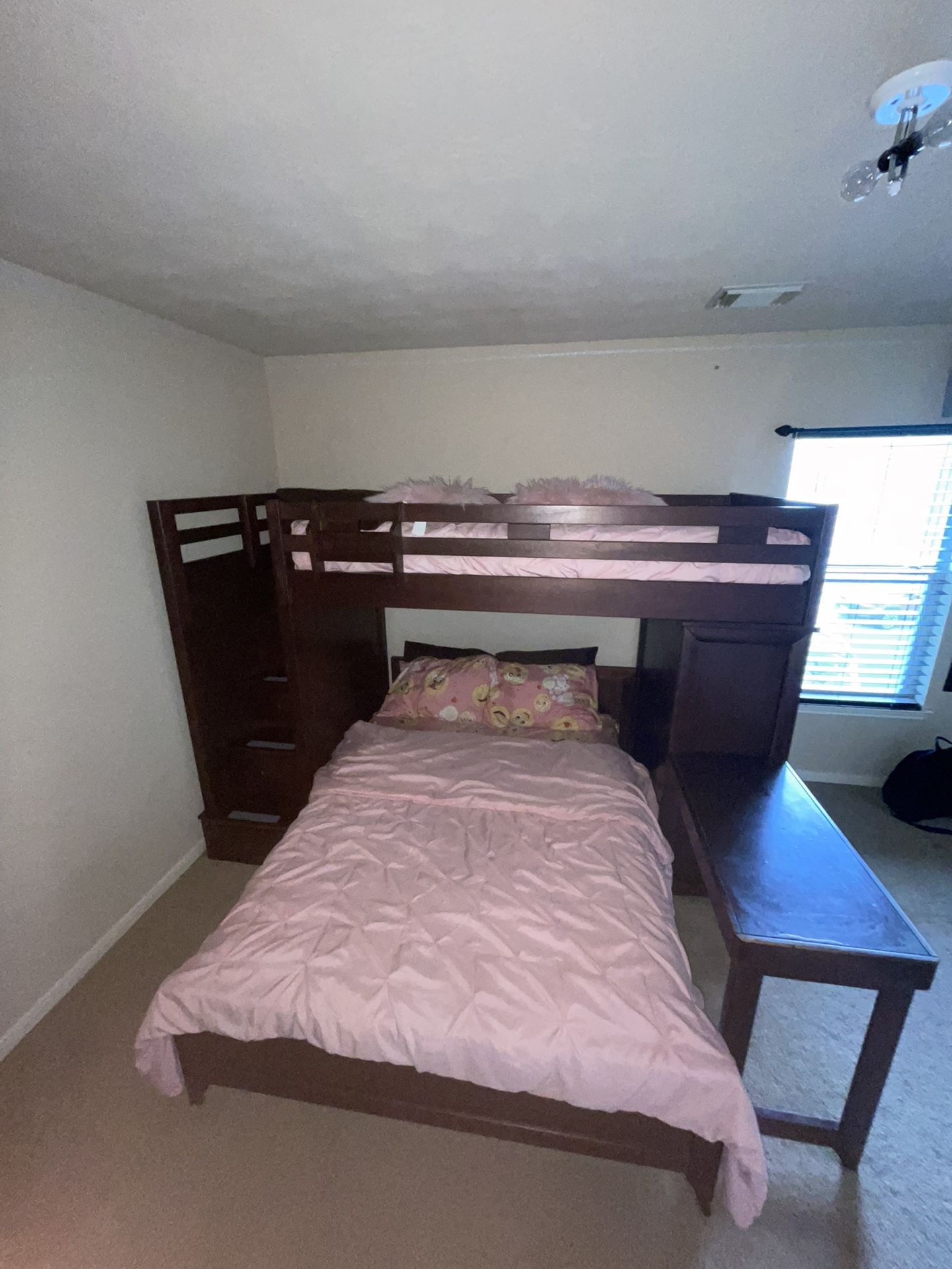 Twin/Full Bunk Bed With Chest and Desk Attachment