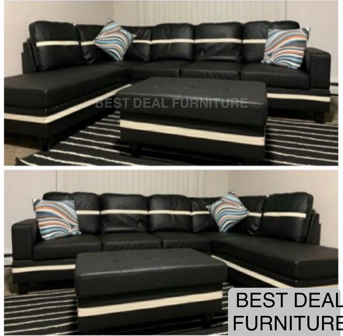 New Sectional + Storage Ottoman — Left or Right Chaise — Delivery Available