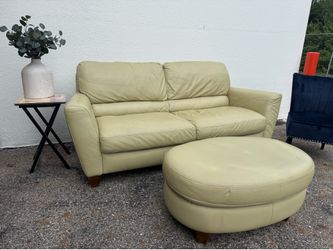 Genuine Italian leather sofa couch and ottoman
