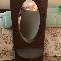 Wooden Frame And Shelf With Mirror