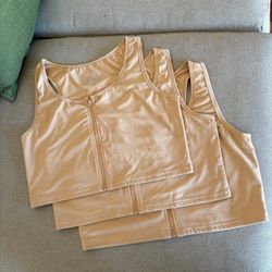 Chest Binder Tomboy Transgender FTM Square Collar with Front Zipper Binder Bra Tank Top Cooling short top