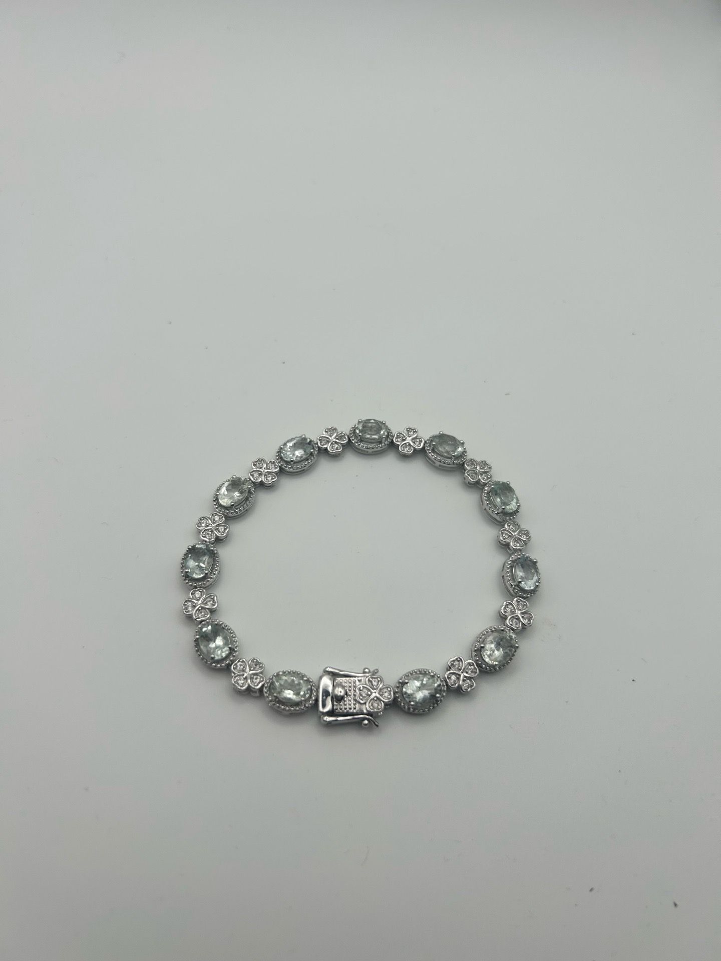aquamarine and zircon silver bracelet