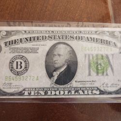 10 Dollar 1928 B Light Green Seal