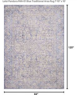 Loloi Pandora PAN-01 7'10" x 10' Area Rug, Blue/Gold