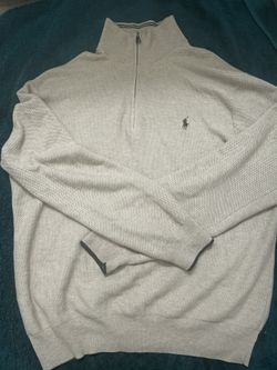 Cream Ralph Lauren quarter zip jumper POLO RALPH LAUREN Logo-Embroidered Cable-Knit Wool and Cashmere-Blend Half-Zip Sweater size XL  cream, embroider