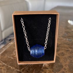 Blue Glass Bead Chain Necklace/Choker