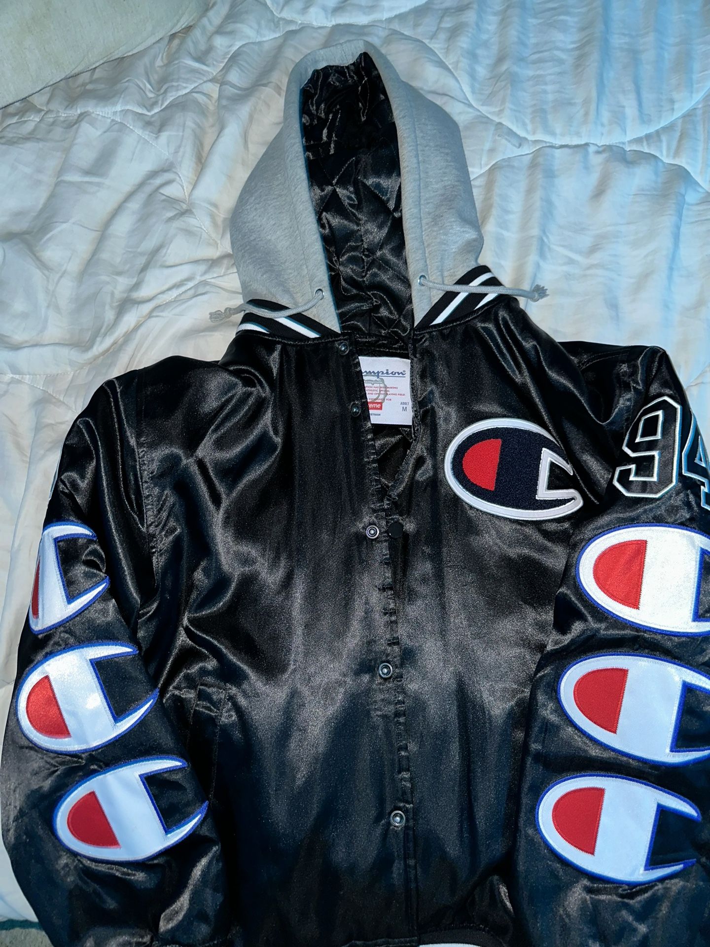 Supreme x Champion Varsity Hoodie Black Medium