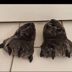 Halloween fluffy fur bear feet for teenager or small female around a size 7 $5 FIRM