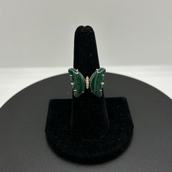 BRAND NEW 14KY Malachite Butterfly Ring