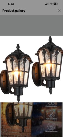16’’ Large Outdoor Wall Light Fixtures, Exterior Wall Lantern Sconces Waterproof, Rust-resistant, Matte Black, Water Ripple Glass, Quick & Easy Instal