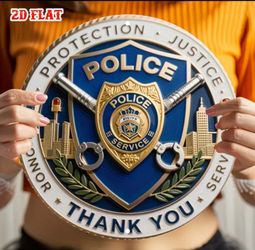 "Thin Blue Line Honor Medallion – Police Pride Round Aluminum Wall Sign"