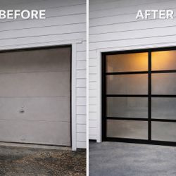 8x7 Insulated Double Glass Modern Garage Door 