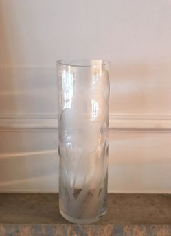 Glass vase with etched flowers