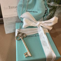 Tiffany & Co. Large Fleur De Lis Key With 18in Chain 
