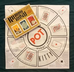 Vintage 1965 Whitman Rummy Royal game 4804 cards chips paper sheet mat