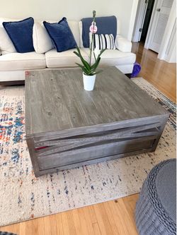 Rustic Square Coffee Table with Storage –