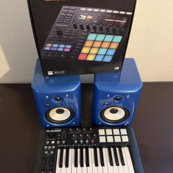 Complete Music Studio Setup – Maschine + KRK Monitors + MIDI Keyboard