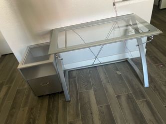 Desk and cabinet
