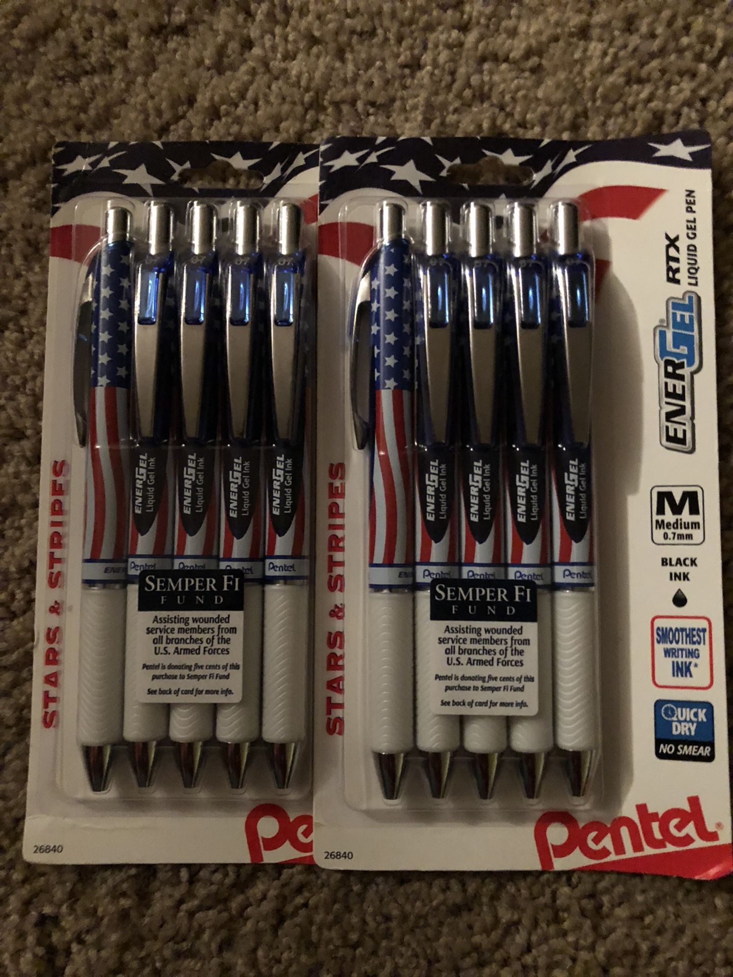 2 - 5 Pack Stars & Stripes Pentel EnerGel RTX
