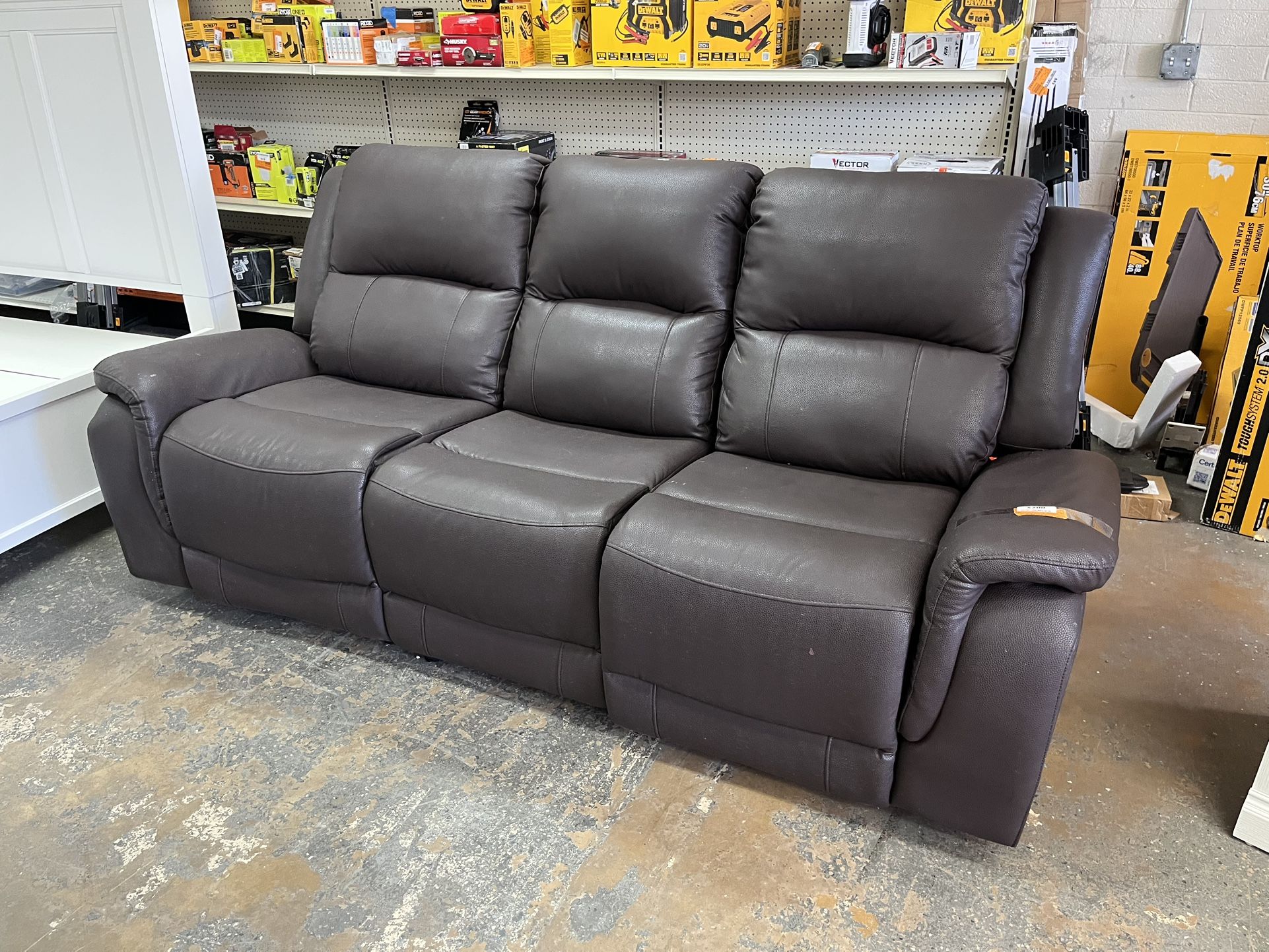 85.82 in. D Rolled Arm Faux Leather Modular Push Back Manual Recliner Sofa for Living Room in Espresso