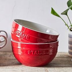 STAUB Ceramics Universal Bowl 2 pc Set 6.5 inch Cherry Red 32 Ounces
