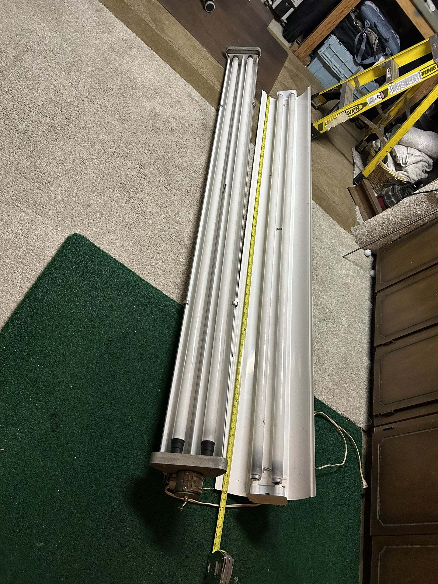 2 Sets 8’ Long Fluorescent Strip Fixtures With Tubes