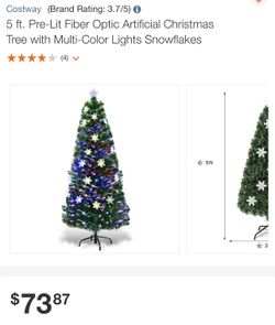5ft Prelit Fiber Optic Artificial Christmas Tree With Multi Color Lights