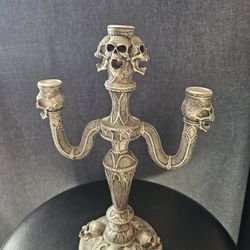 Gothic Skull Silver Candelbra