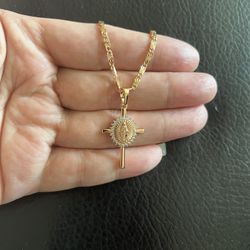 Gold Plated Guadeloupe Pendant With Chain 