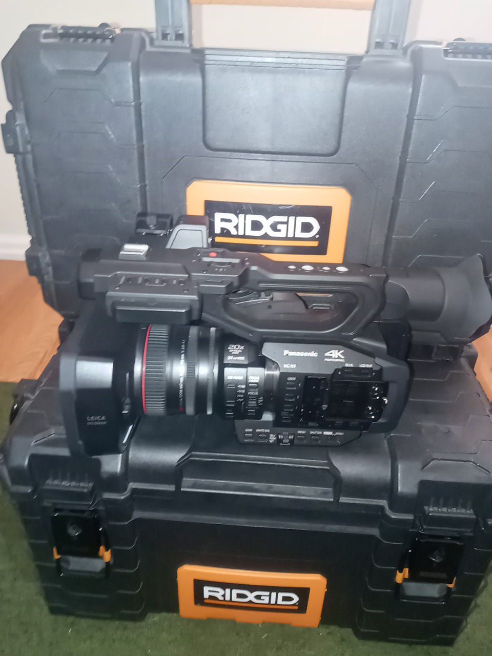 Panasonic 4k camera with carry boxes and accessory's